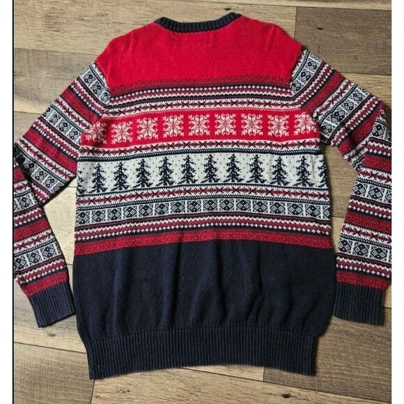 Aspen Fair Isle Nordic Crewneck Sweater Medium Holiday Ski Cotton - Picture 6 of 9